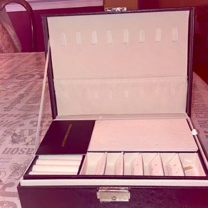 New Black Jewelry Box with Lock and Key and several compartments two layers